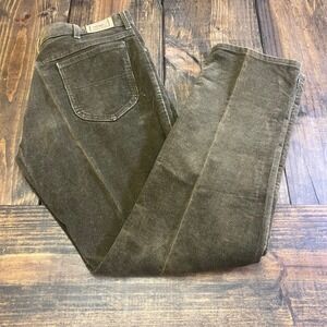 LL Bean Double L Jeans Mens 36x32 Olive Green Corduroy Straight Leg Vintage USA